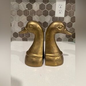 Vintage Brass 1950s Mallard Duck Bookends
